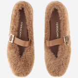 Ballerine ornamento Gancini in shearling 01K586 003CEDARBISCOTTO SALVATORE FERRAGAMO 