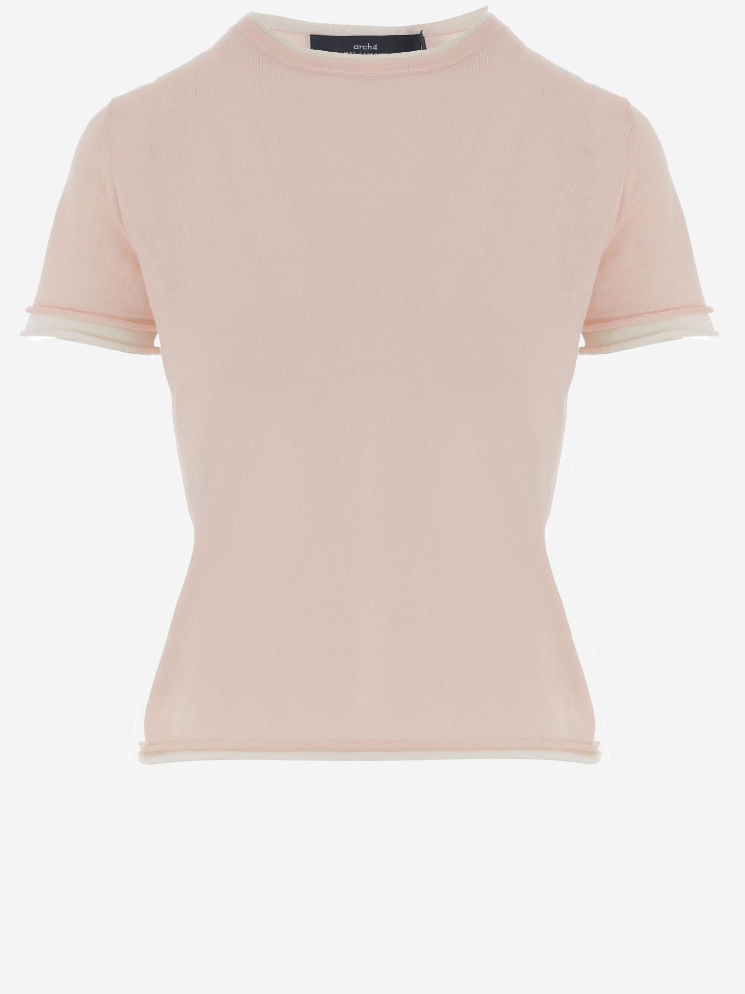 T-SHIRT IN CASHMERE CON BORDI A CONTRASTO KNJP2616 139 ARCH4 