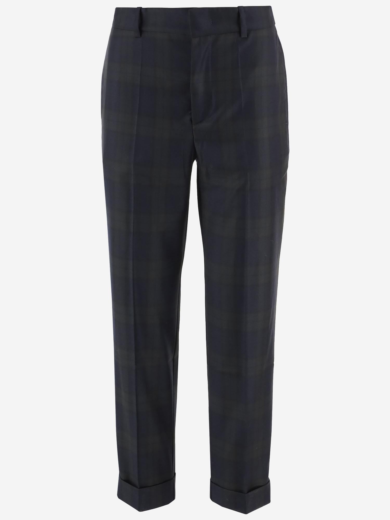 Pantaloni Angela in lana tartan con risvolto W25313 0390 SASUPHI 