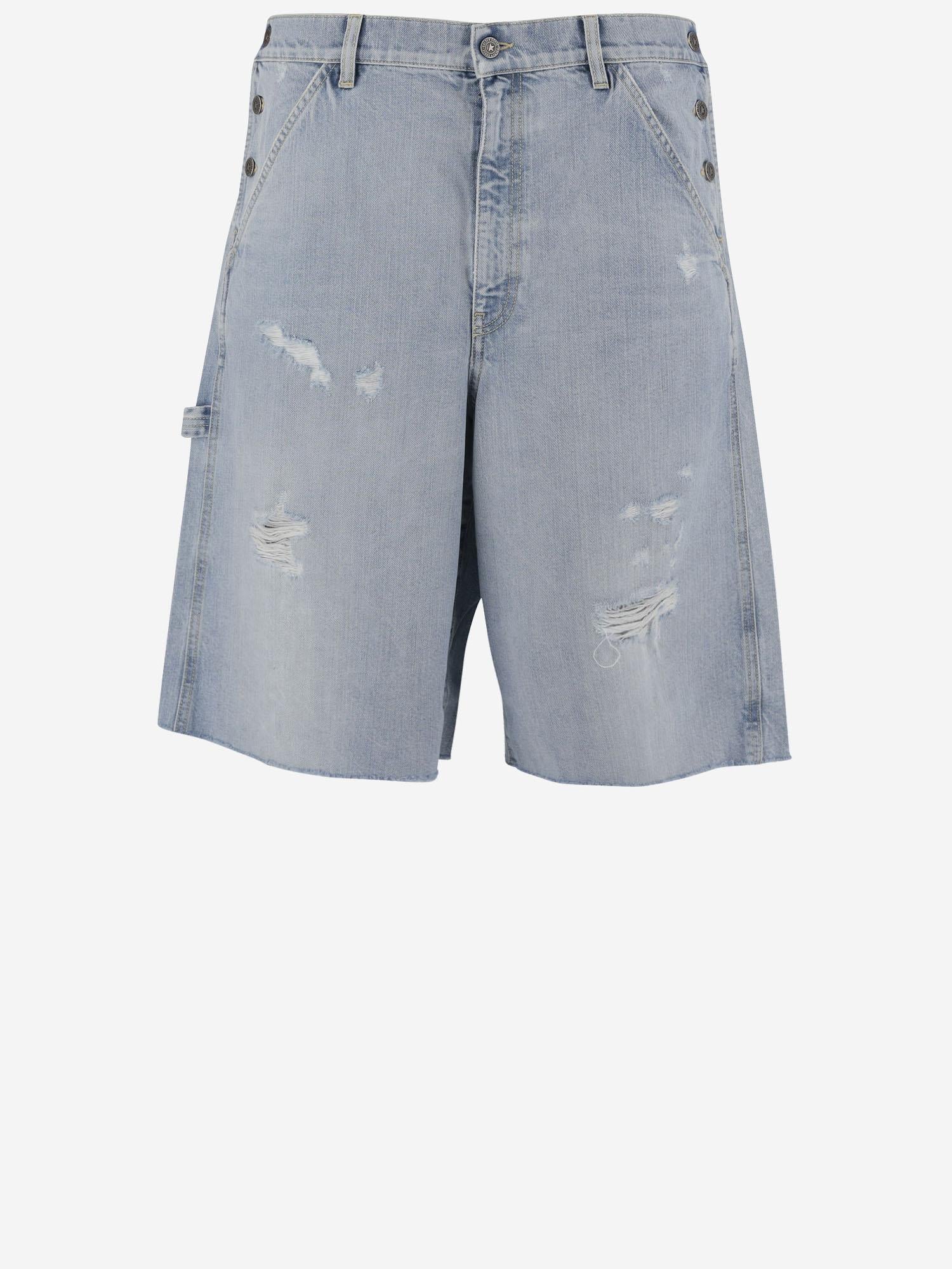 PANTALONI CORTI IN COTONE CON EFFETTO LIVED-IN GMP02080P001850 50134 GOLDEN GOOSE 