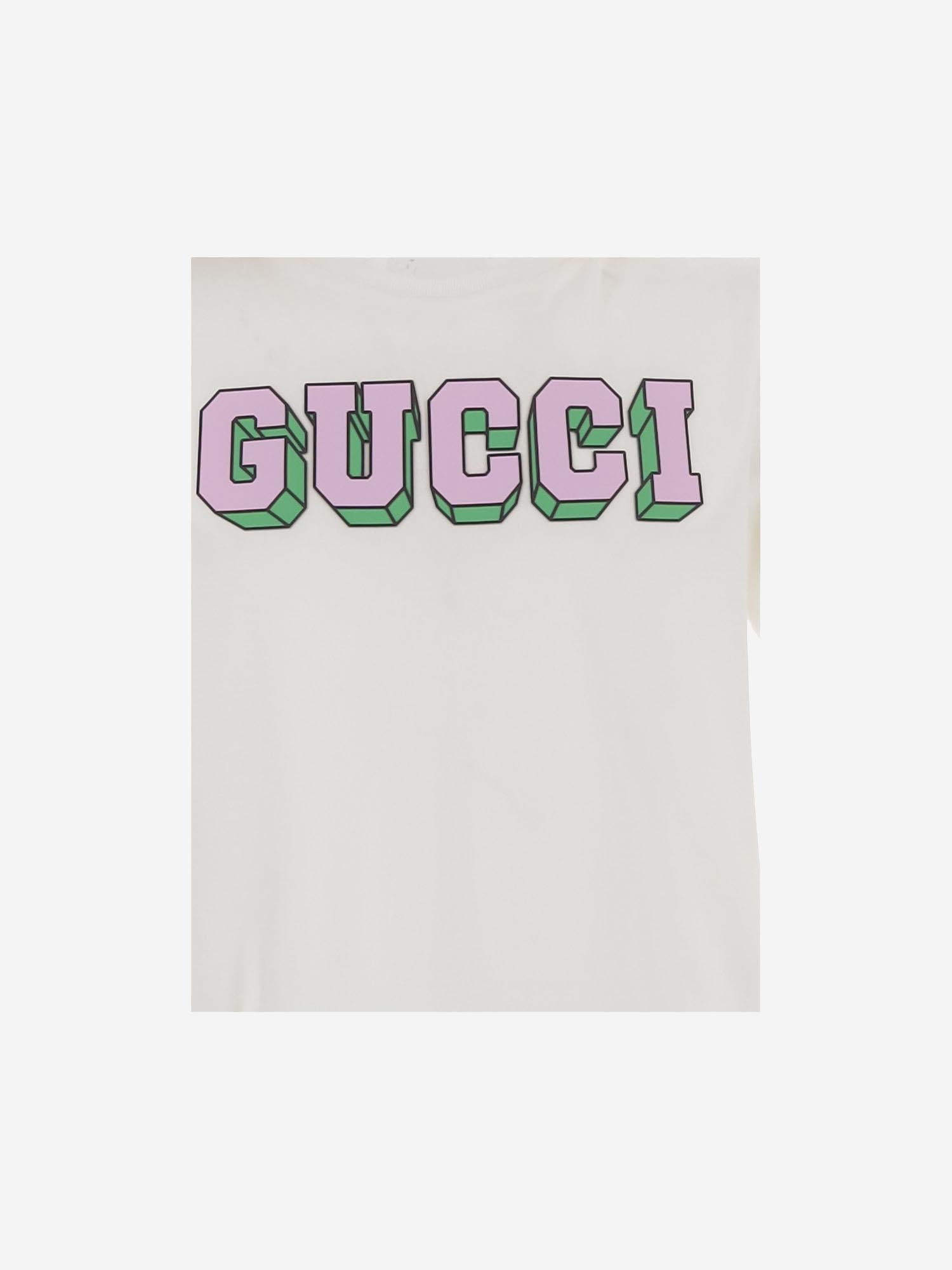 T-SHIRT IN COTONE CON LOGO 547559 XJHFG9214 GUCCI KIDS 