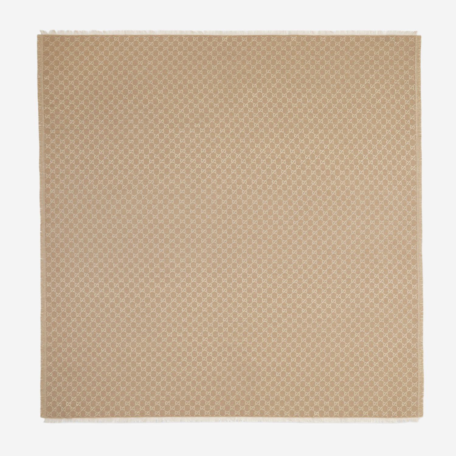 Scialle in lana e cotone con GG 845243 3GC465875 GUCCI 