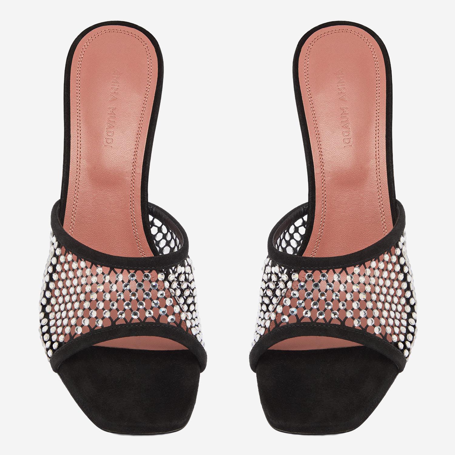SANDALI LUPITA CRYSTAL LUPITACRYSTALNETSLIPPER 70BLACKWHITE AMINA MUADDI 