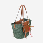 BORSA TROPICANA IN PELLE E RAFIA TROPICANA GREEN CUBA LAB 