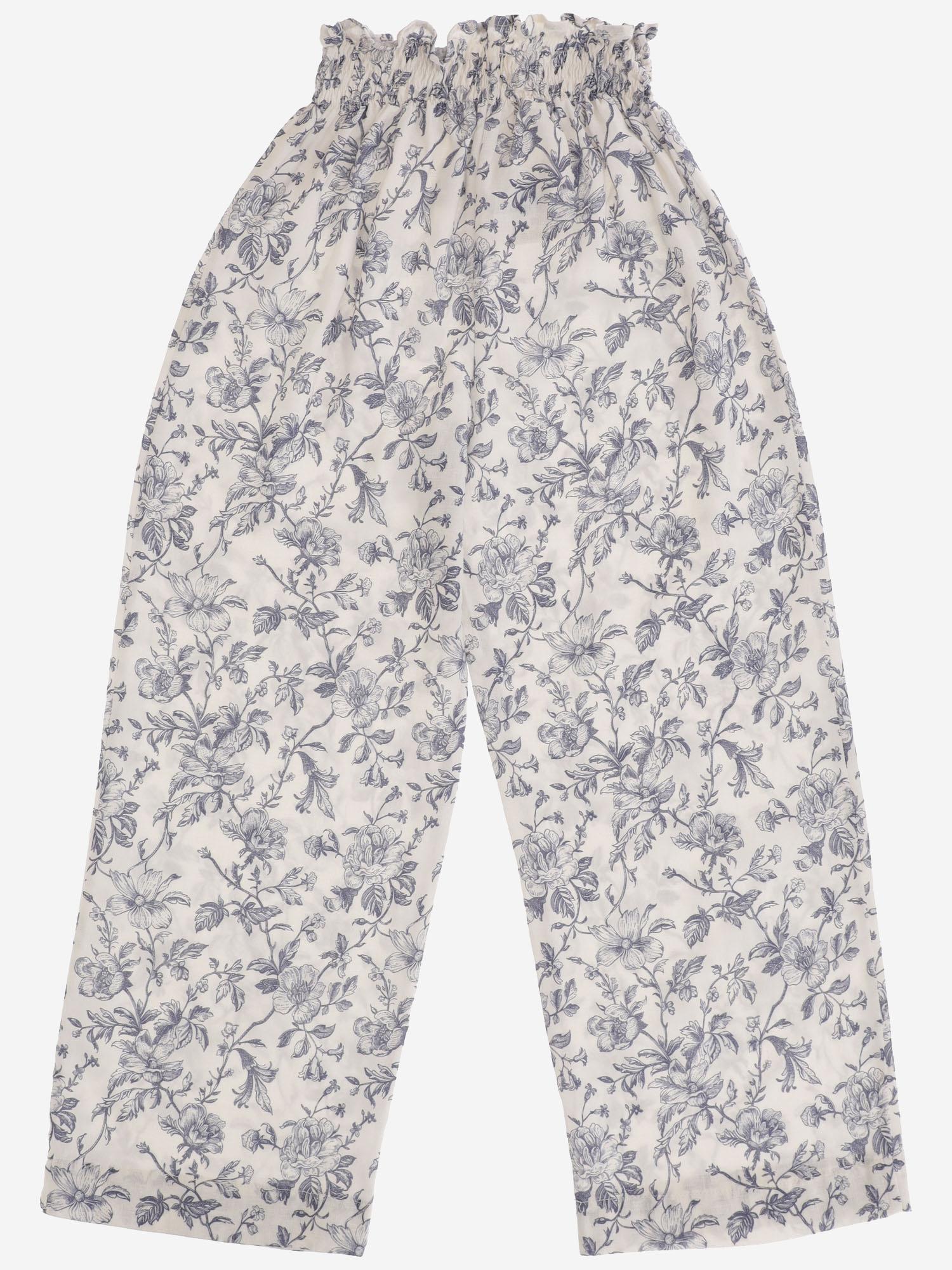 PANTALONI IN MISTO LINO CON MOTIVO FLOREALE 04618057 325 BABE & TESS KIDS 