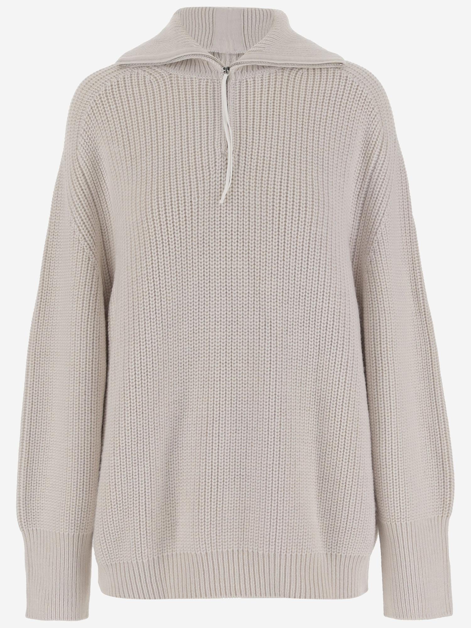 MAGLIONE CON ZIP IN LANA 6252K21069 OFFWHITE CARVEN 