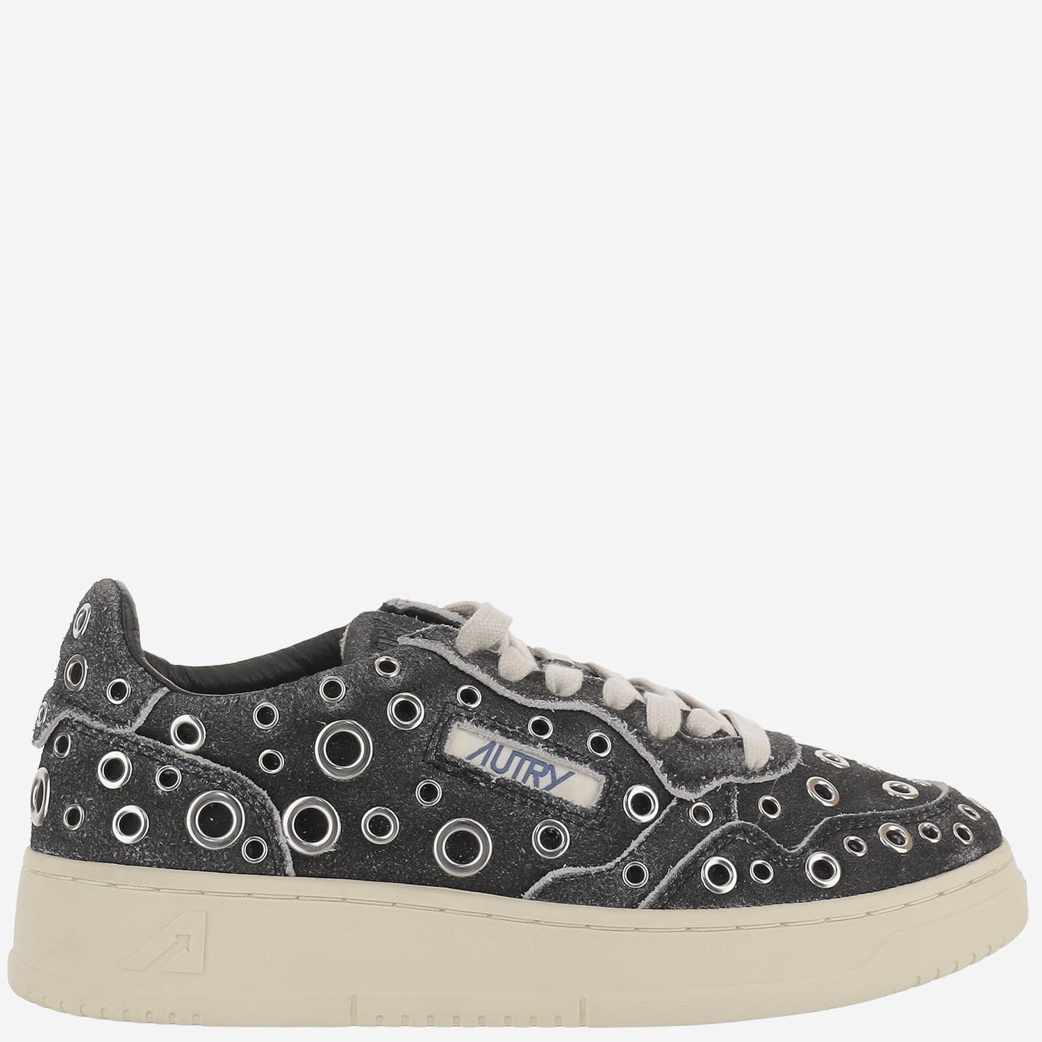 SNEAKERS IN CAMOSCIO CON OCCHIELLI METALLICI AULWTF01 SUEHOLBLKSILV AUTRY 