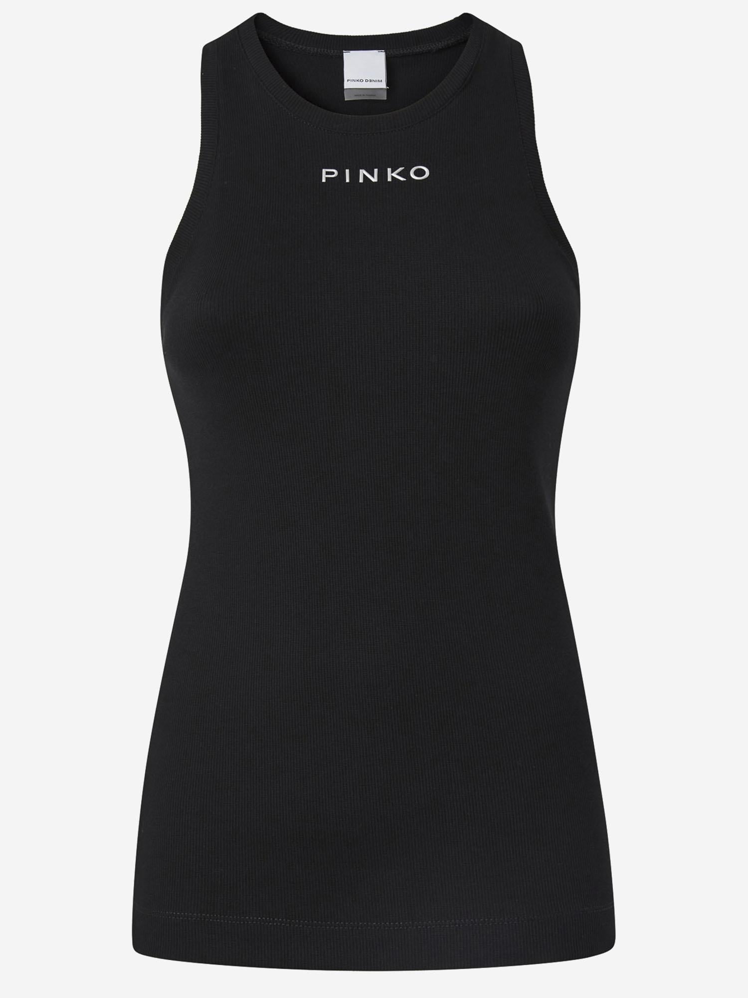 CANOTTA IN MAGLIA A COSTINE CON LOGO 100822 A2RCZ99 PINKO 