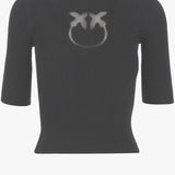 PULLOVER IN MISTO LANA A MANICHE CORTE CON LOGO 102017 A18MII2 PINKO 