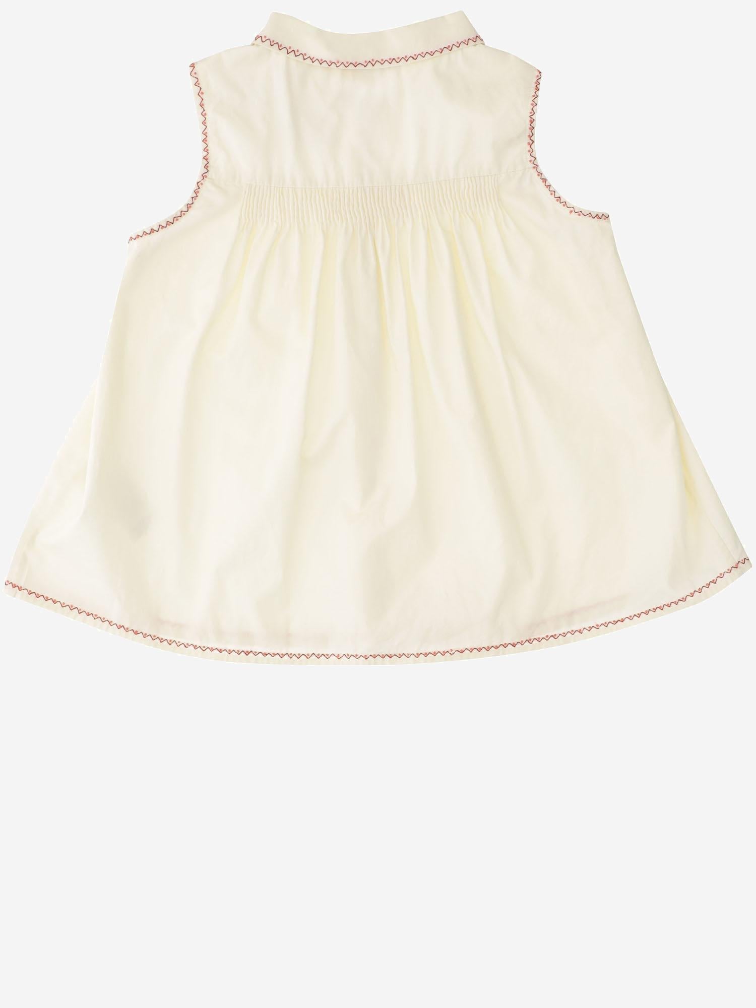 TOP SENZA MANICHE IN COTONE CON BORDI RICAMATI S06GBLW00030 103 BONPOINT KIDS 