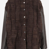 GIUBBOTTO ARMATURA IN PELLE CON MOTIVO QUADRATO T005 LEASQBROWN NICCOLO PASQUALETTI 