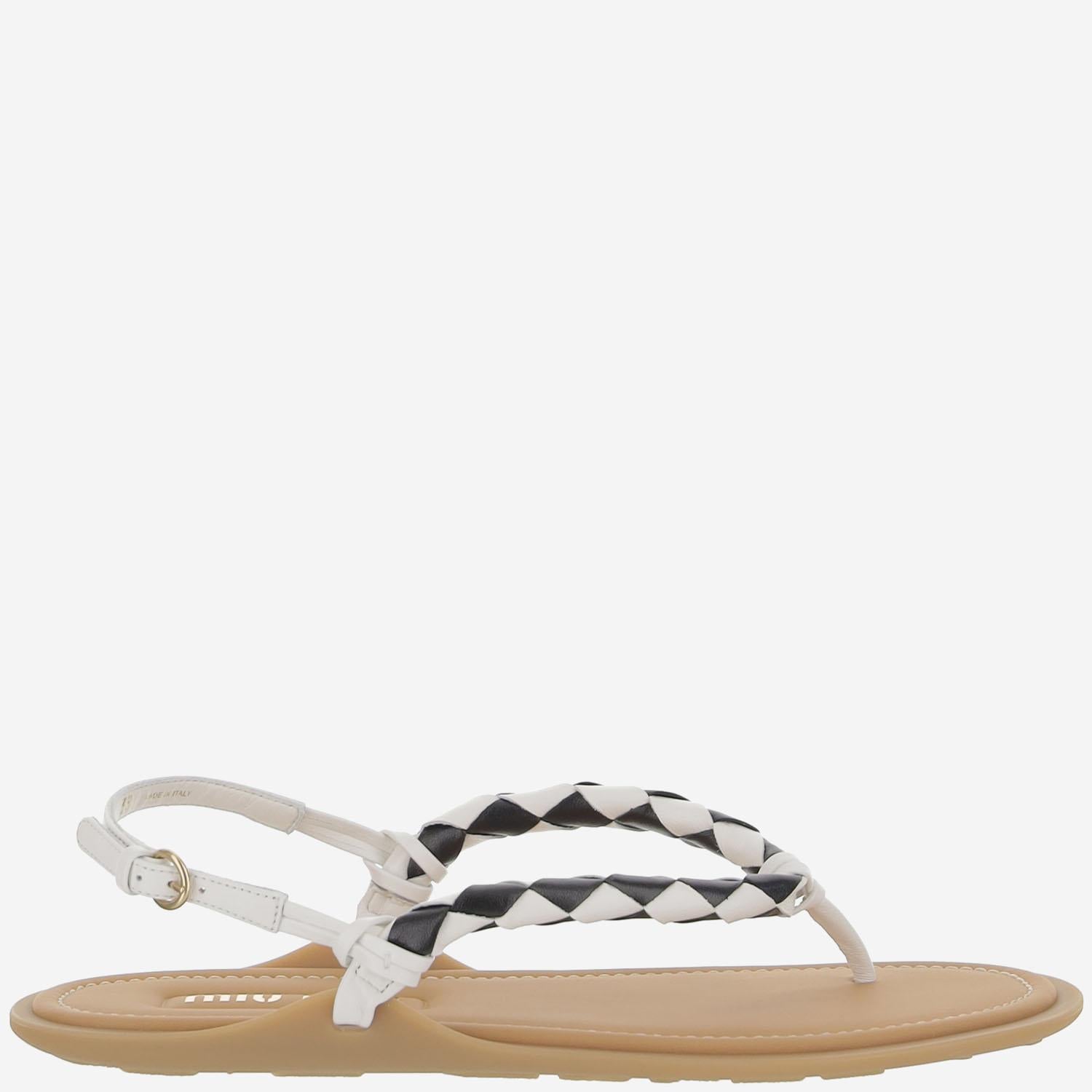 Sandali Riviere in pelle 5Y408E 2CSPF0964 MIU MIU 
