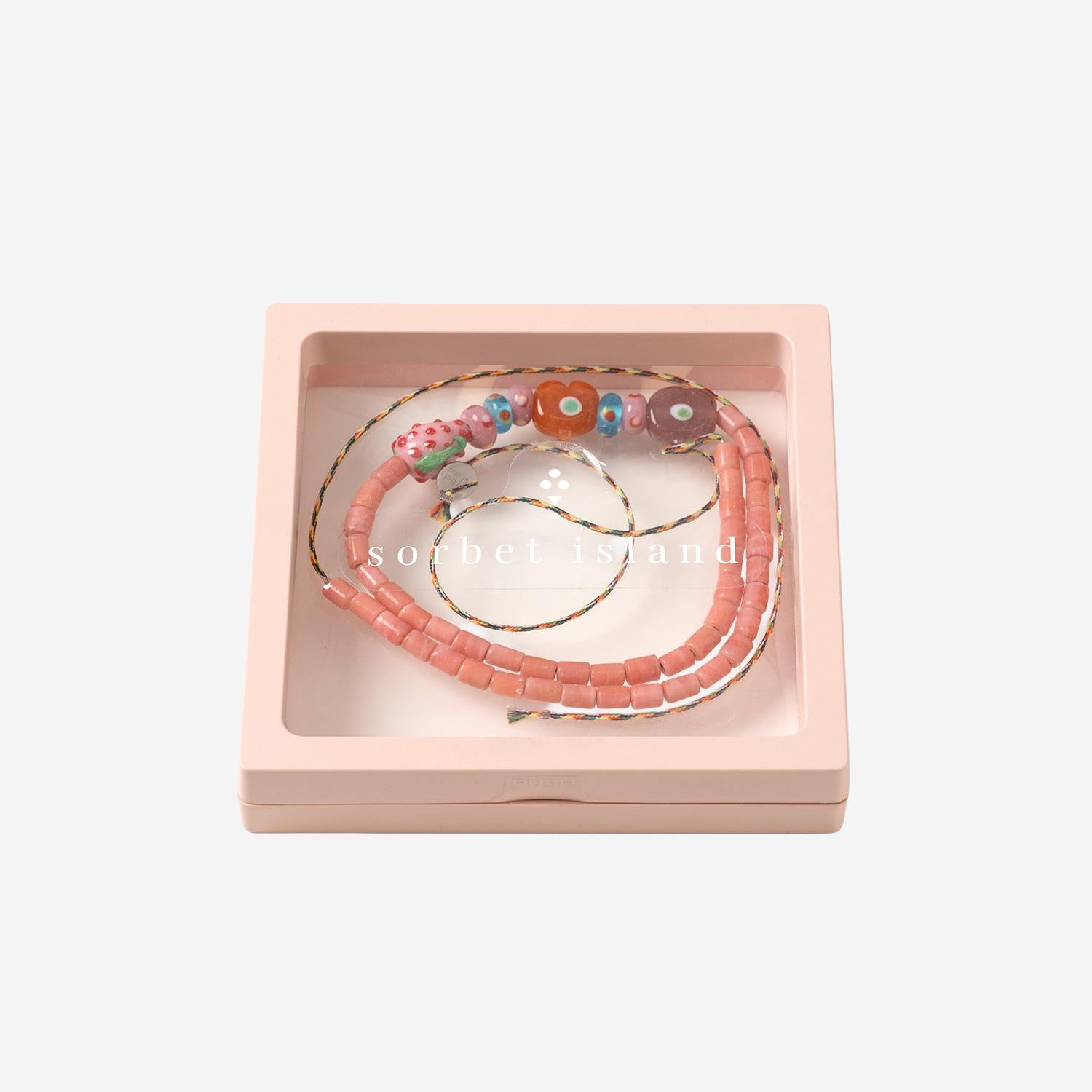 Collana con perle miste in vetro MIXEDGLASSBEAD STRAWBERRYPINK SORBET ISLAND 