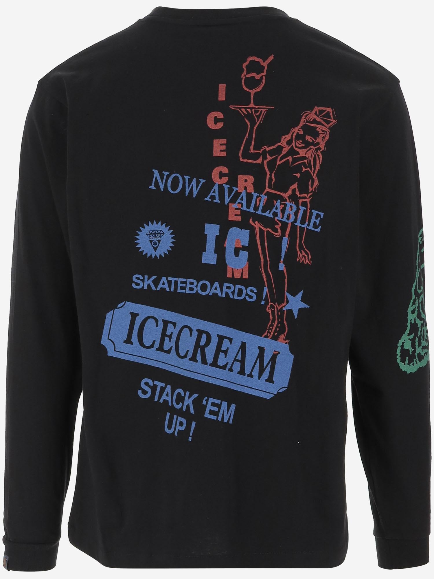 T-SHIRT A MANICHE LUNGHE IN COTONE CON LOGO IC25355 BLACK ICECREAM 