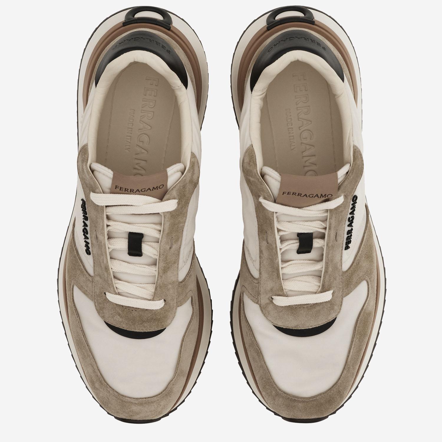 SNEAKERS IN PELLE E TESSUTO CON LOGO LATERALE 02A130 003SAFARIMASCARPONEA706NERO SALVATORE FERRAGAMO 