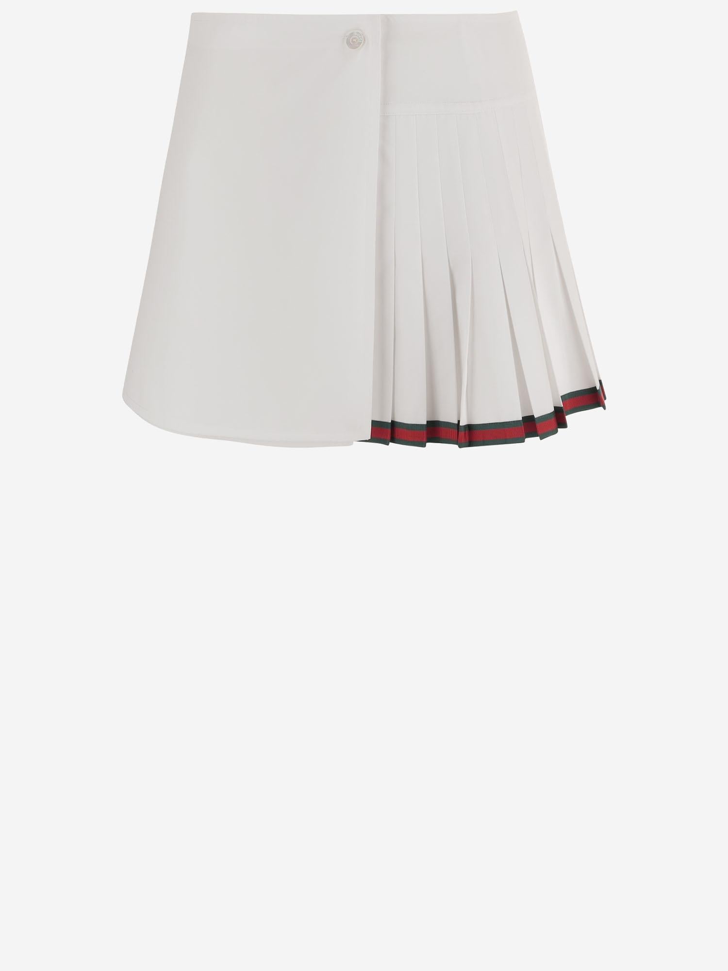 GONNA IN COTONE CON PIEGHE PARZIALI E BANDE WEB 846659 ZAJP19000 GUCCI 