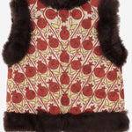 Gilet suzani con pelliccia di pecora DB4351 WHITEWITHPINKEMBROIDERY ZAZI 