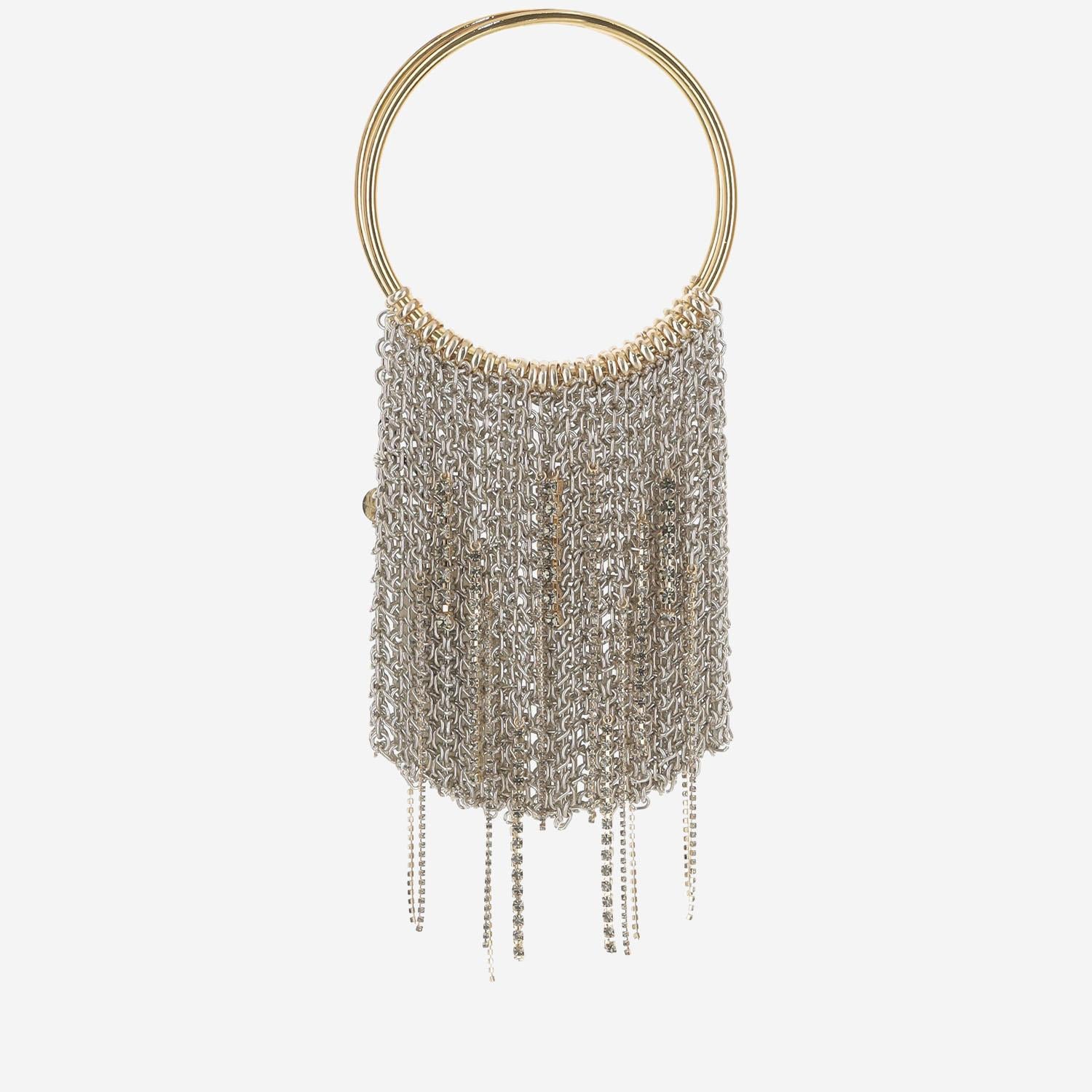 BORSA A MANO CON FRANGE A CATENA LEFLUFF GREYGOLD SILVIA GNECCHI 