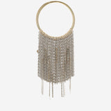 BORSA A MANO CON FRANGE A CATENA LEFLUFF GREYGOLD SILVIA GNECCHI 