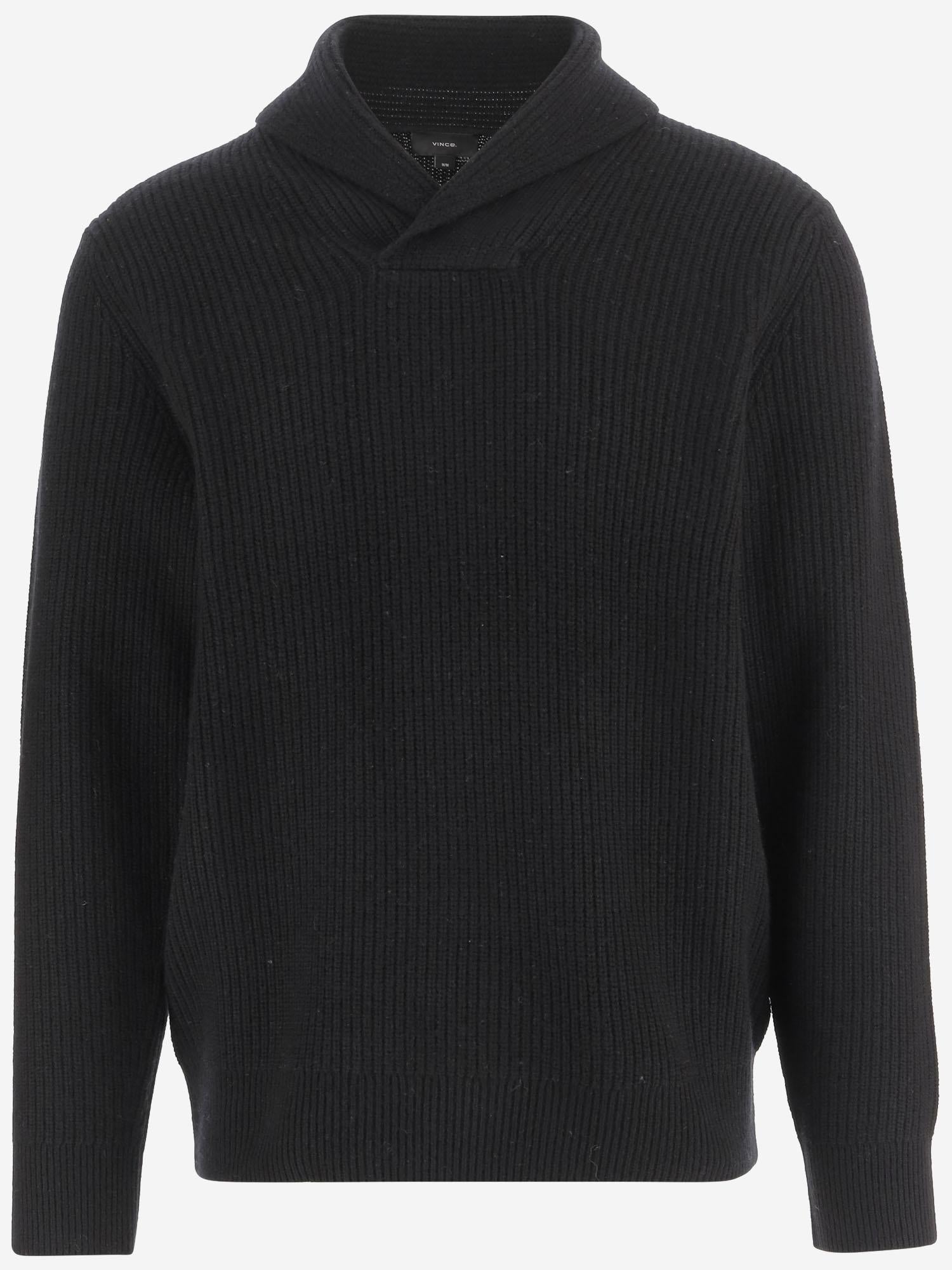 MAGLIONE IN LANA E CASHMERE CON COLLO SCIALLE M12156540A 001BLK VINCE 