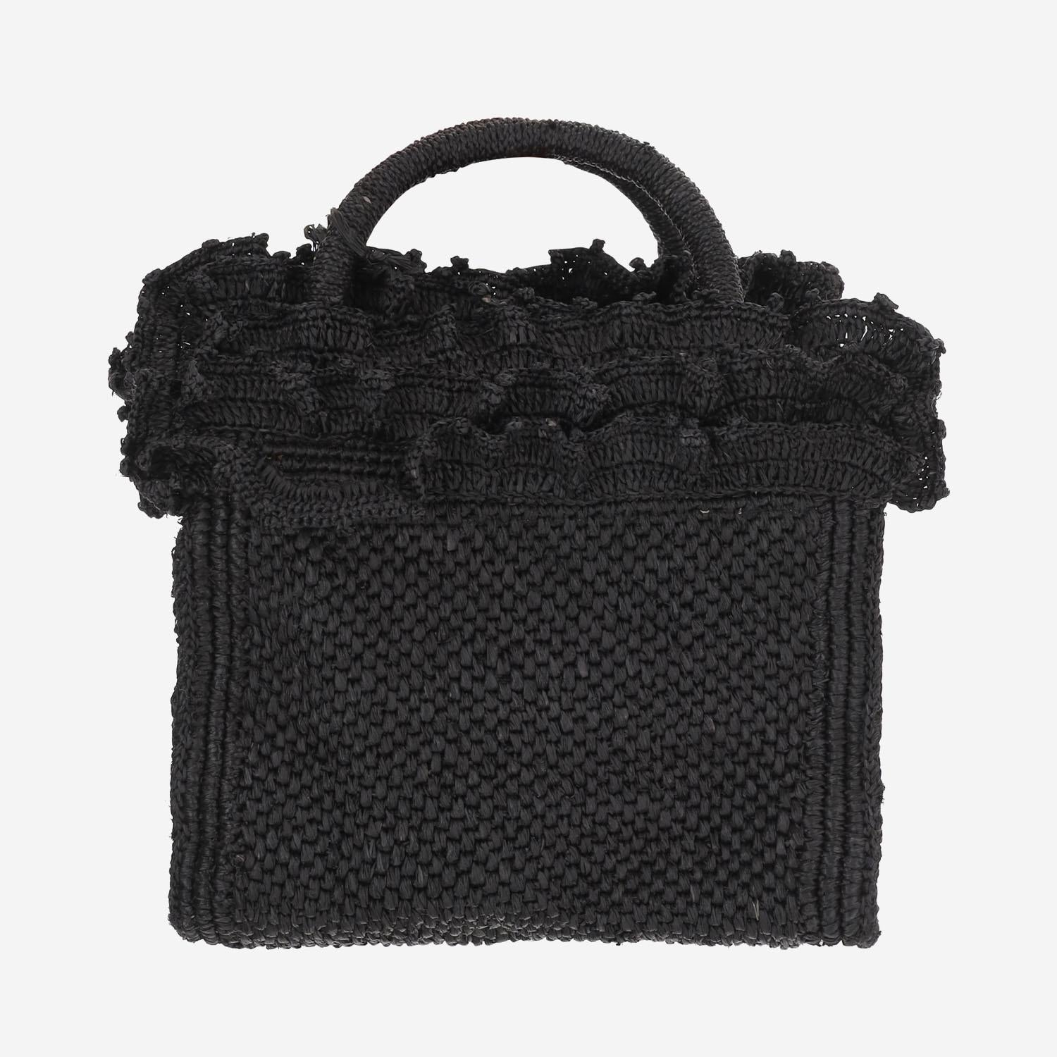 BORSA TOTE IN RAFIA E COTONE LAGUNA BLACK IBELIV 
