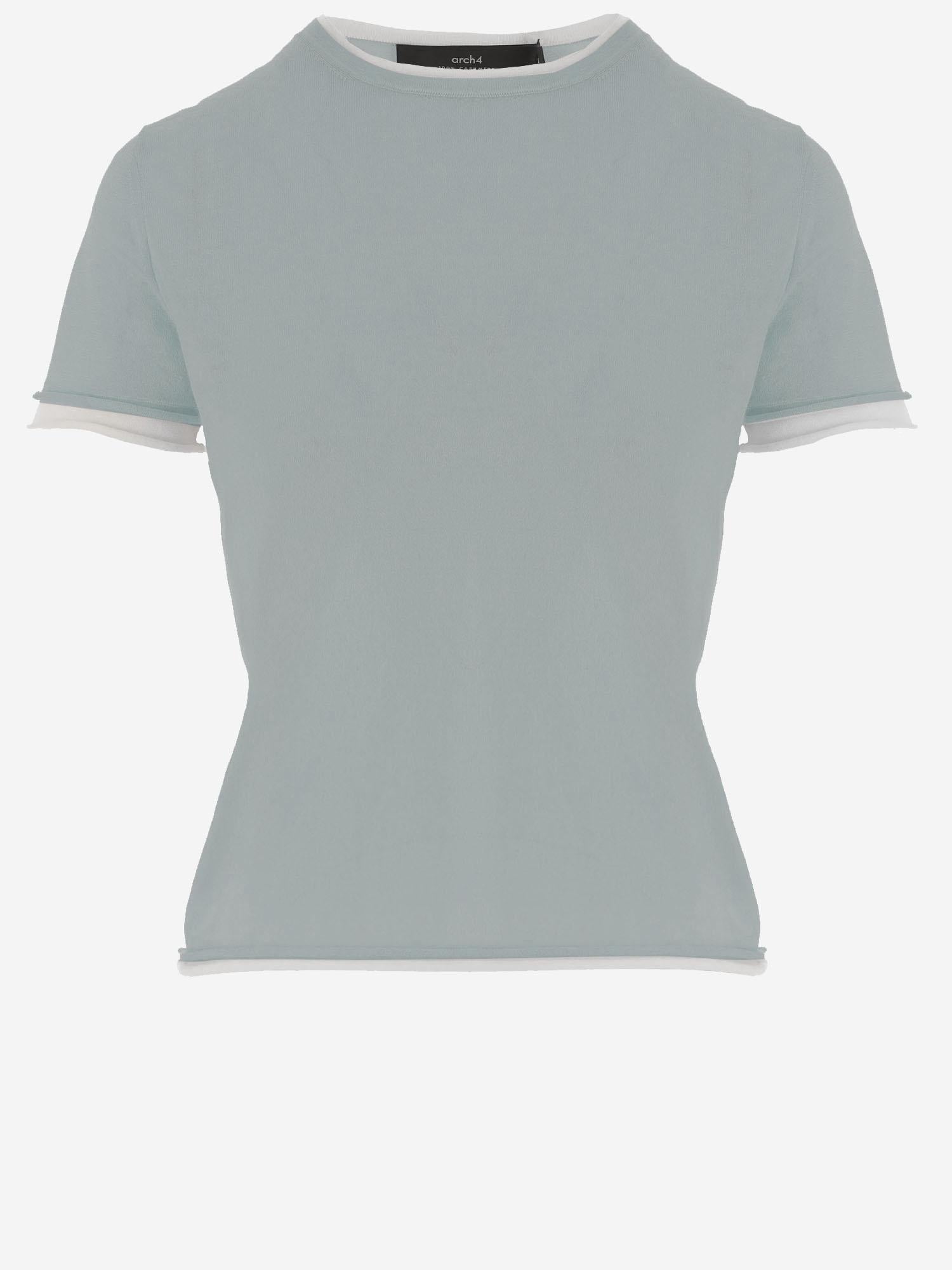 T-SHIRT IN CASHMERE CON BORDI A CONTRASTO KNJP2616 128 ARCH4 