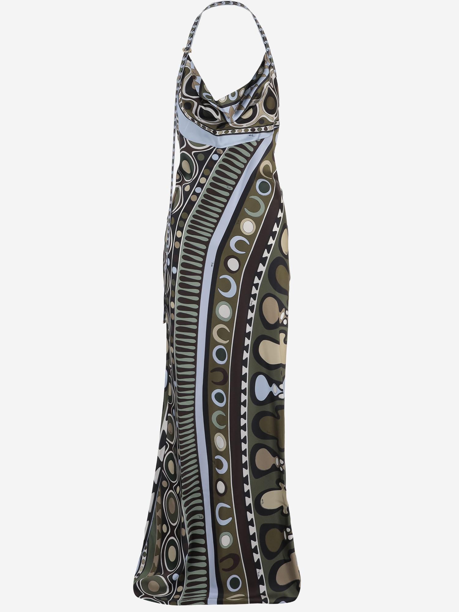 ABITO LUNGO IN SETA E VISCOSA CON MOTIVO FANTASIA 6HRI106H888 064 EMILIO PUCCI 