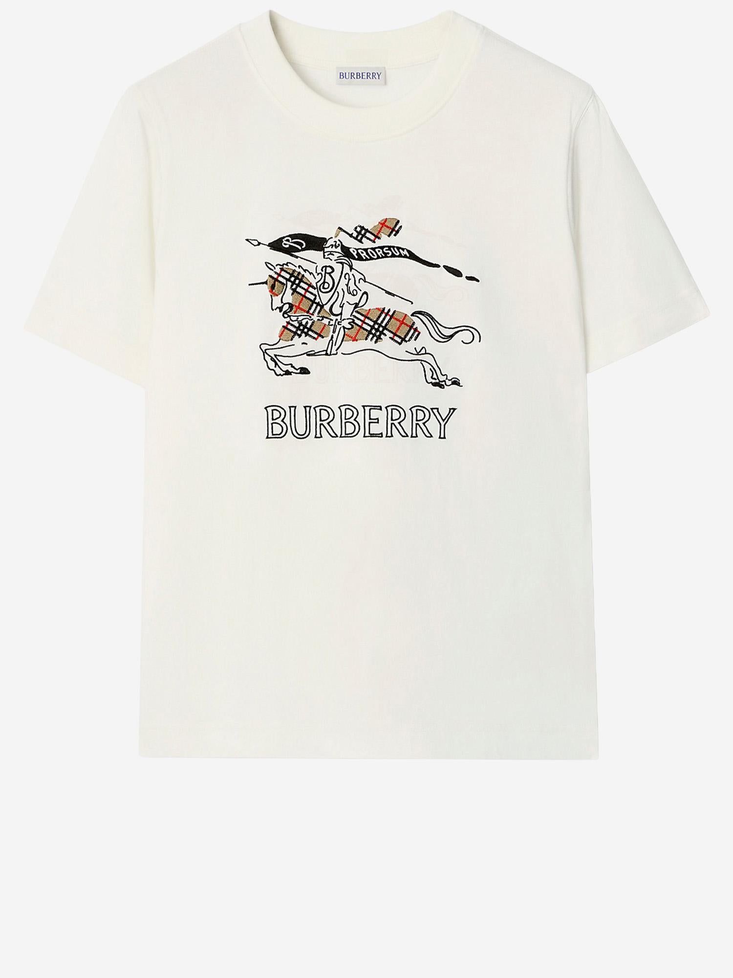 T-SHIRT IN COTONE CON LOGO 8121038 CHALK BURBERRY 
