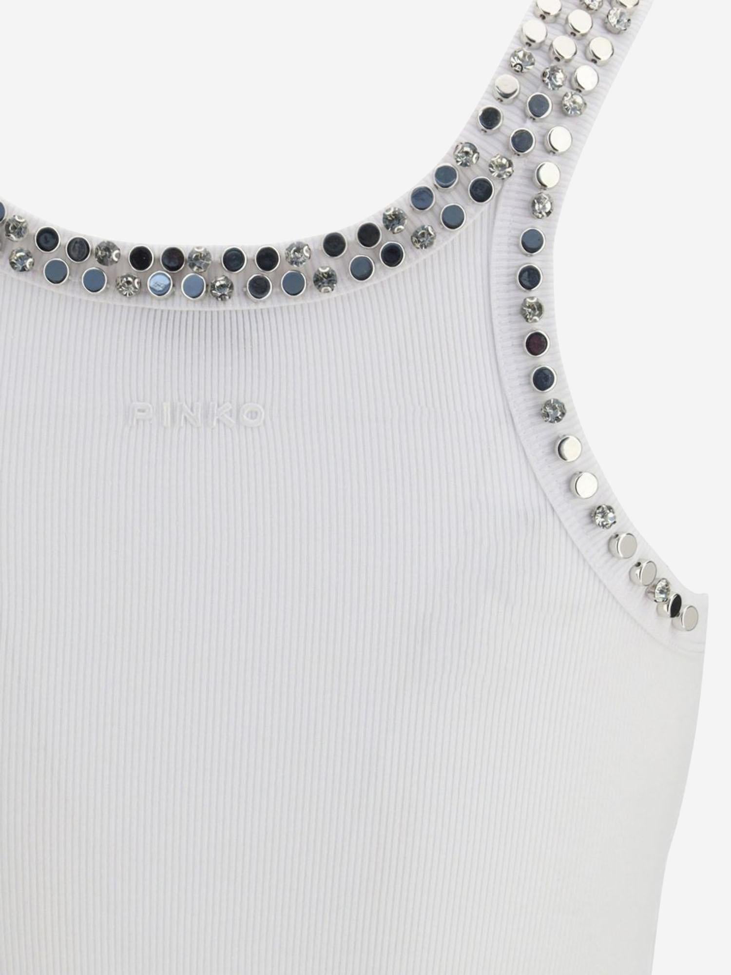 Top a costine con ricami gioiello 104109 A35YZ04 PINKO 