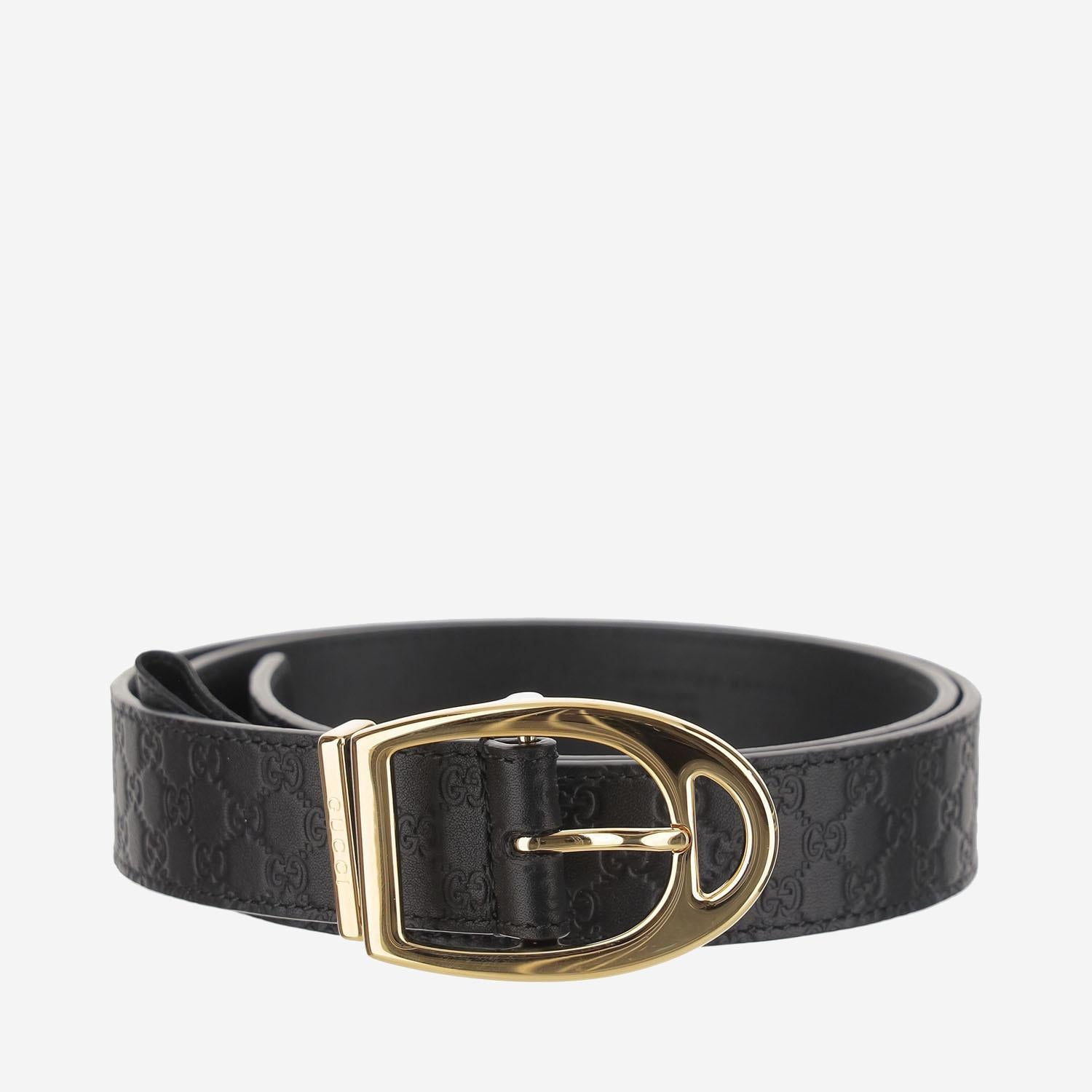 Cintura con fibbia a forma di staffa 837014 AAE2M1000 GUCCI 