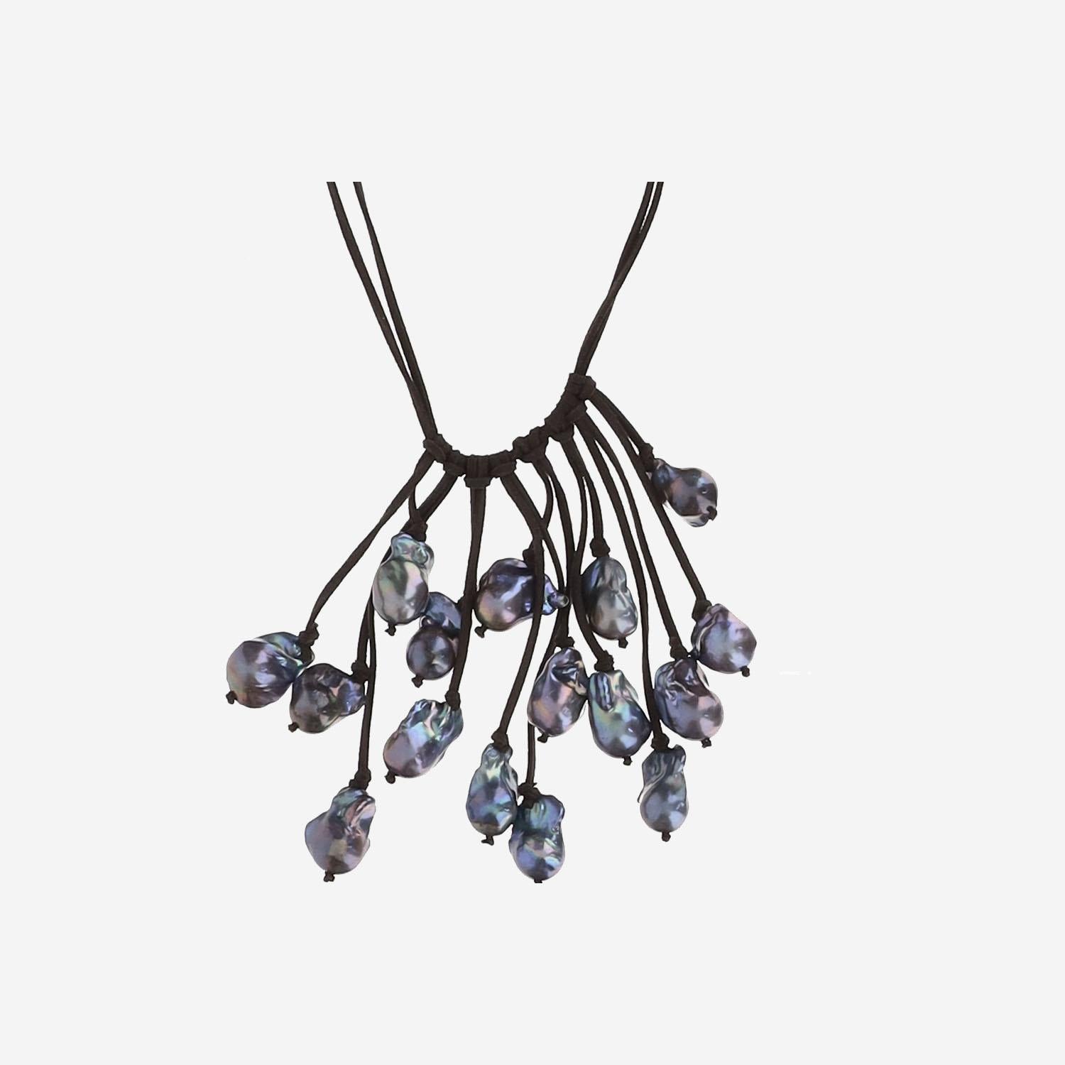 COLLANA in suede CON perle nere VNMVN WHITEROSEGRIGIO MELA 