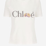 T-SHIRT IN COTONE CON STAMPA LOGO CH26SJH08197 101 CHLOE 