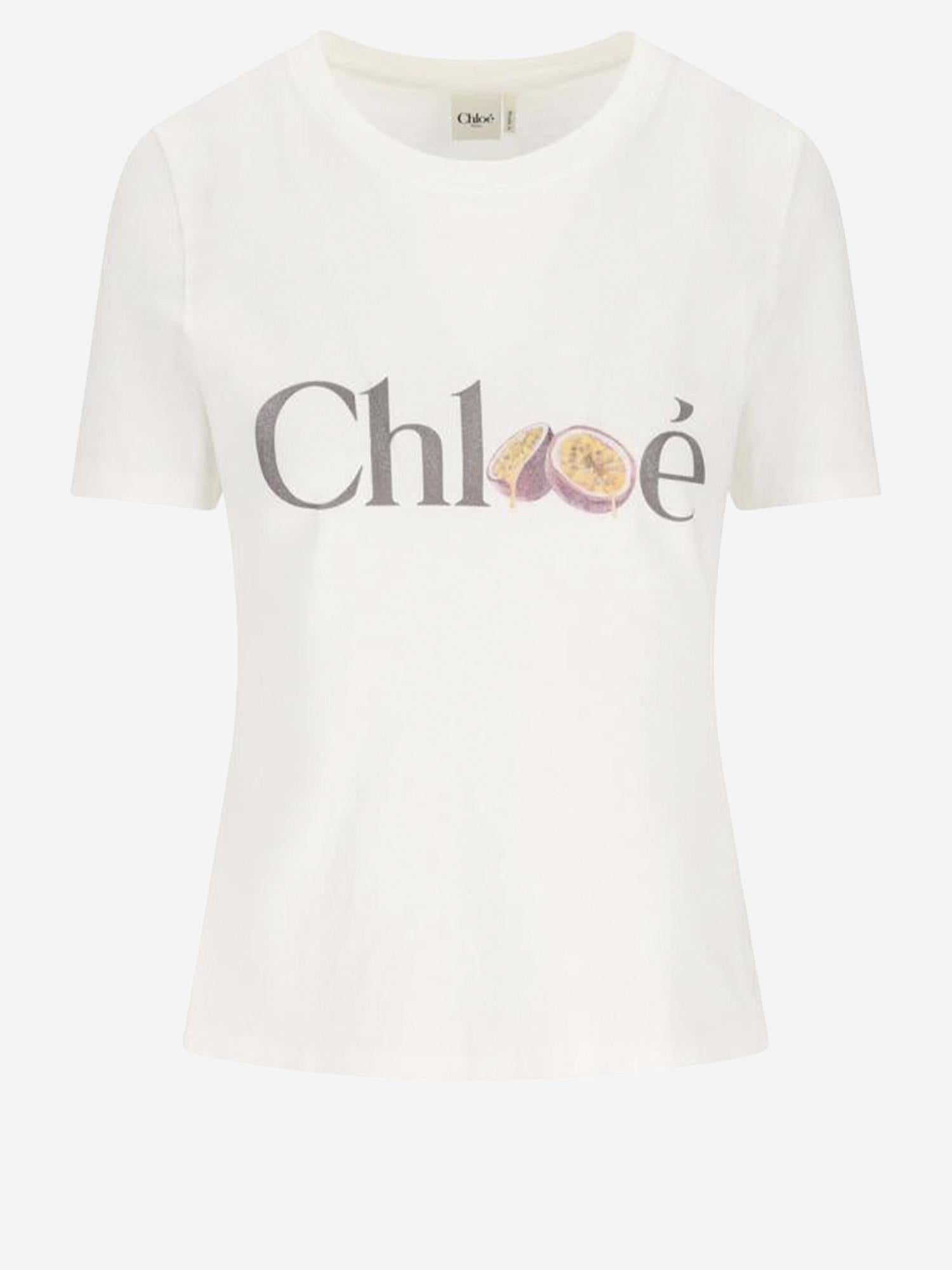 T-SHIRT IN COTONE CON STAMPA LOGO CH26SJH08197 101 CHLOE 