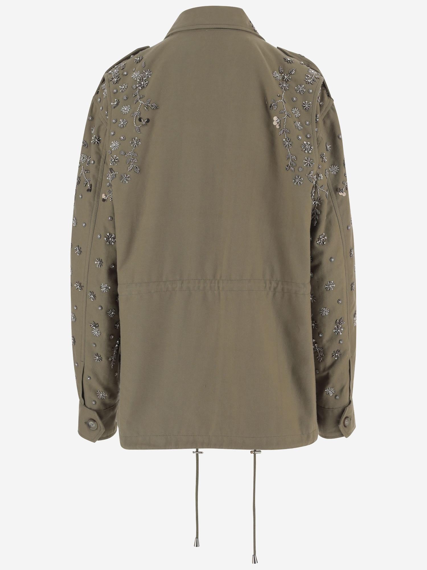 GIACCA IN COTONE RICAMATA CON APPLICAZIONI LUCIABRIGHT SAGE NOVELLE 