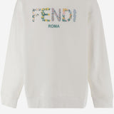 FELPA IN COTONE CON LOGO RICAMATO JFH159 5V0F0TU9 FENDI KIDS 