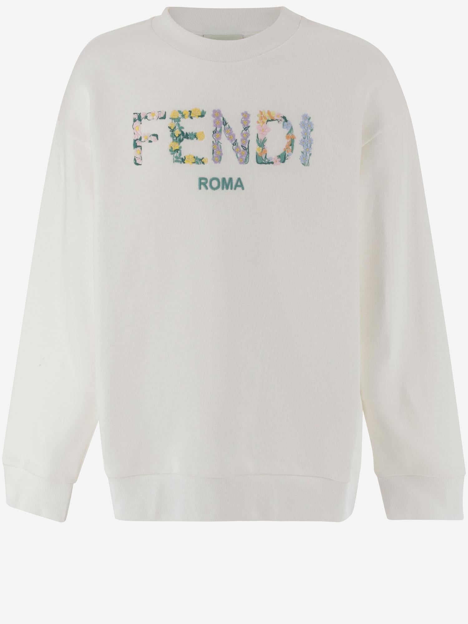 FELPA IN COTONE CON LOGO RICAMATO JFH159 5V0F0TU9 FENDI KIDS 
