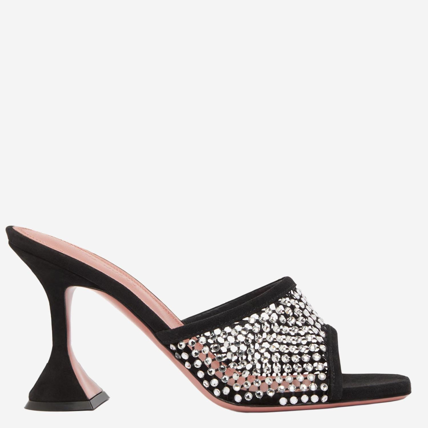SANDALI LUPITA CRYSTAL LUPITACRYSTALNETSLIPPER 70BLACKWHITE AMINA MUADDI 