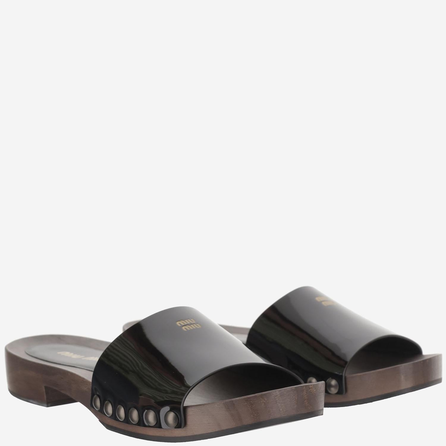 SANDALI IN PELLE CON LOGO 5Z425E 069F0002 MIU MIU 