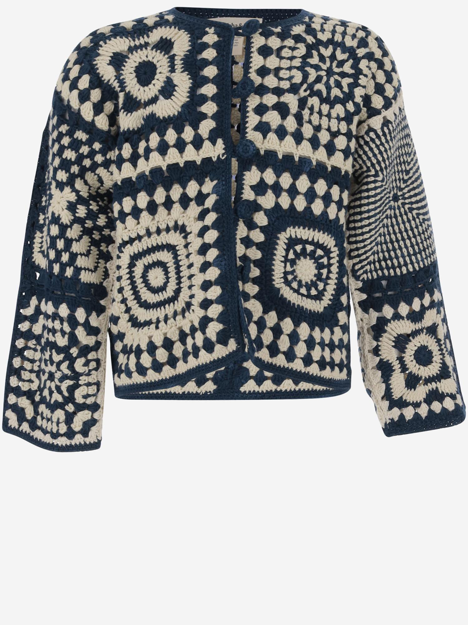 CARDIGAN AFGANO ALL'UNCINETTO IN COTONE K1017S25 438 MISHA & PUFF KIDS 
