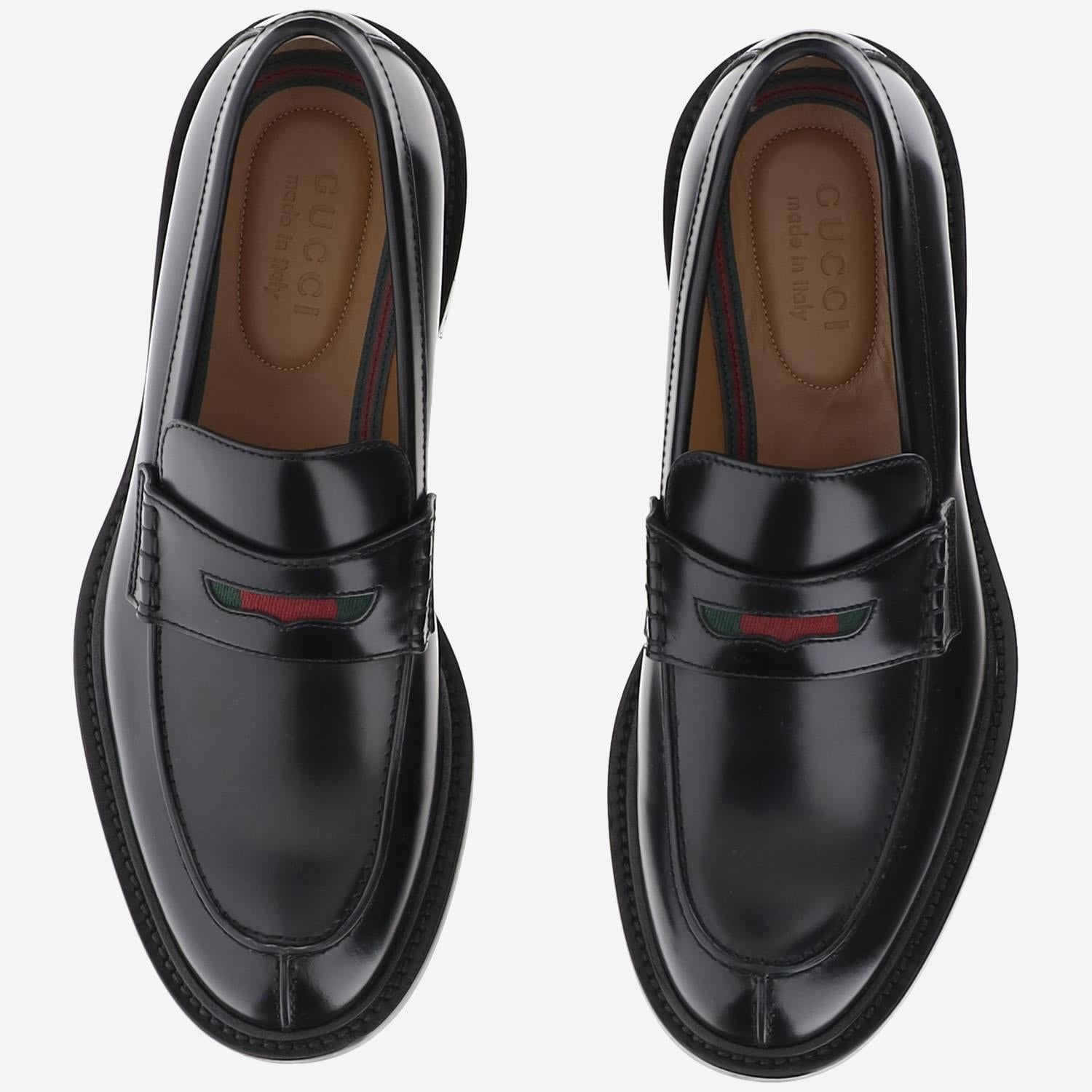 Mocassino in pelle con dettaglio Web 838136 AAEYD1060 GUCCI 