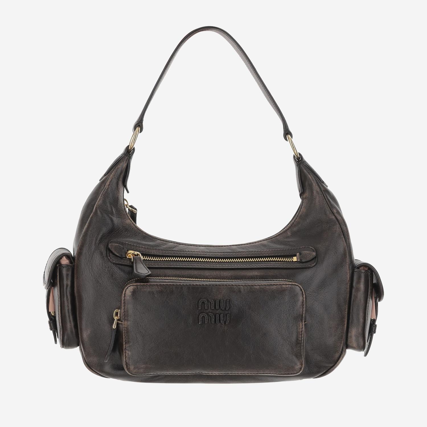 Borsa Pocket in nappa invecchiata 5BC188 AF8TF0201 MIU MIU 