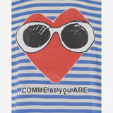 T-SHIRT IN COTONE CON STAMPA E MOTIVO A RIGHE BSMCSCOMME WHITEXBLUESTRIPE BLACK SCORE 