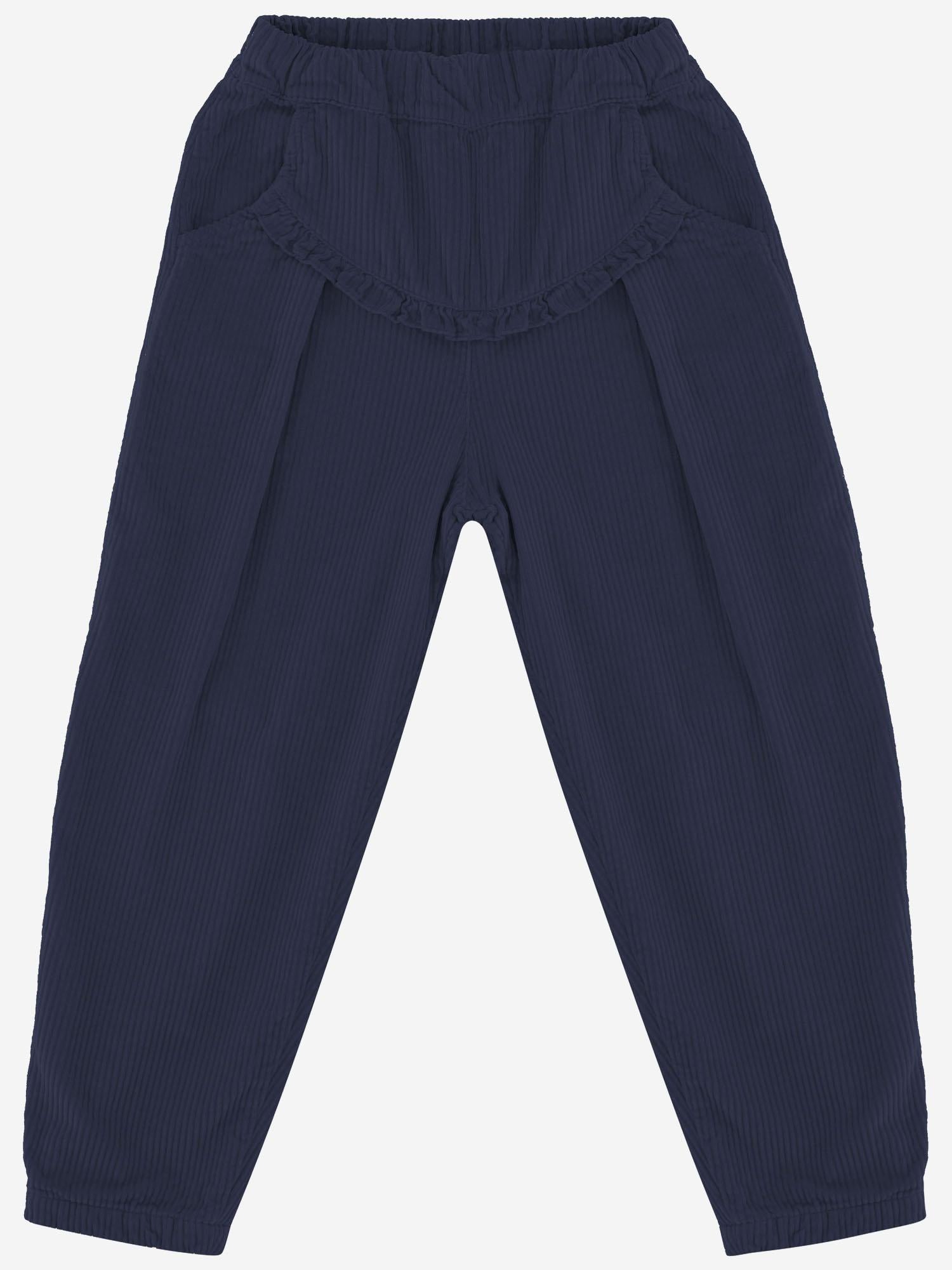 PANTALONI IN COTONE CON VOLANT DECORATIVO 25W150 DARKBLUE 1+ IN THE FAMILY KIDS 