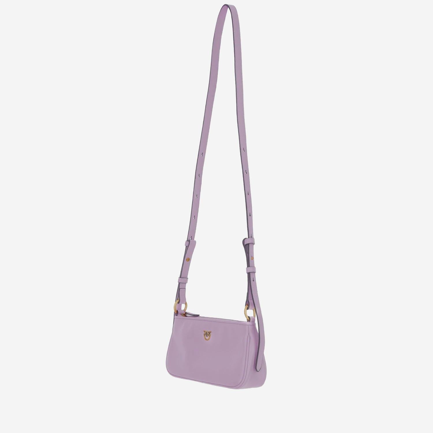 BORSA MINI HALF MOON BAGUETTE IN PELLE CON LOGO 105069 A0QOLILQ PINKO 