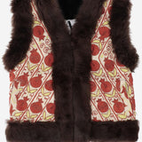 Gilet suzani con pelliccia di pecora DB4351 WHITEWITHPINKEMBROIDERY ZAZI 