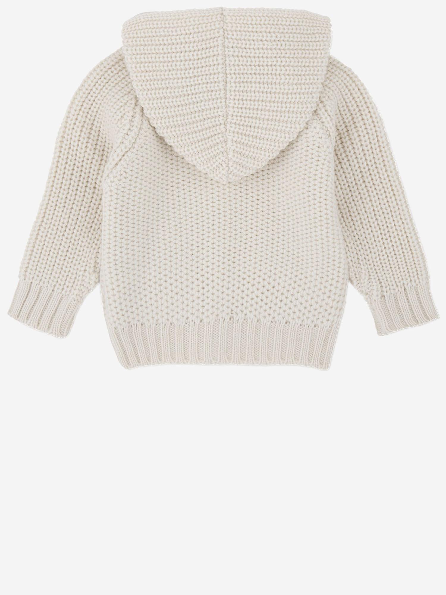 CARDIGAN IN LANA E ACRILICO 25W076 ECRU 1+ IN THE FAMILY KIDS 