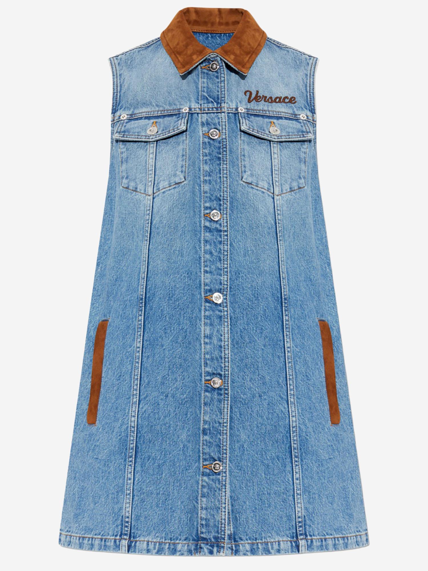 ABITO IN DENIM DI COTONE CON LOGO 1022695 1A167511D800 VERSACE 