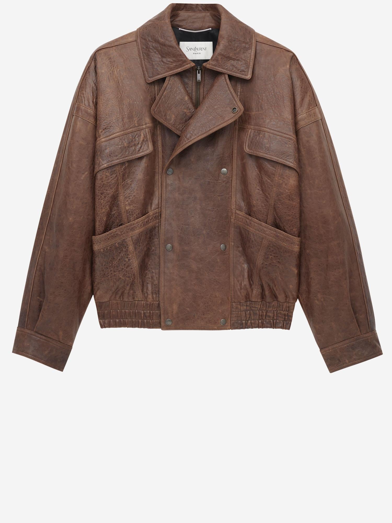 BOMBER IN PELLE DI AGNELLO INVECCHIATA 843931 YCSX22800 SAINT LAURENT 