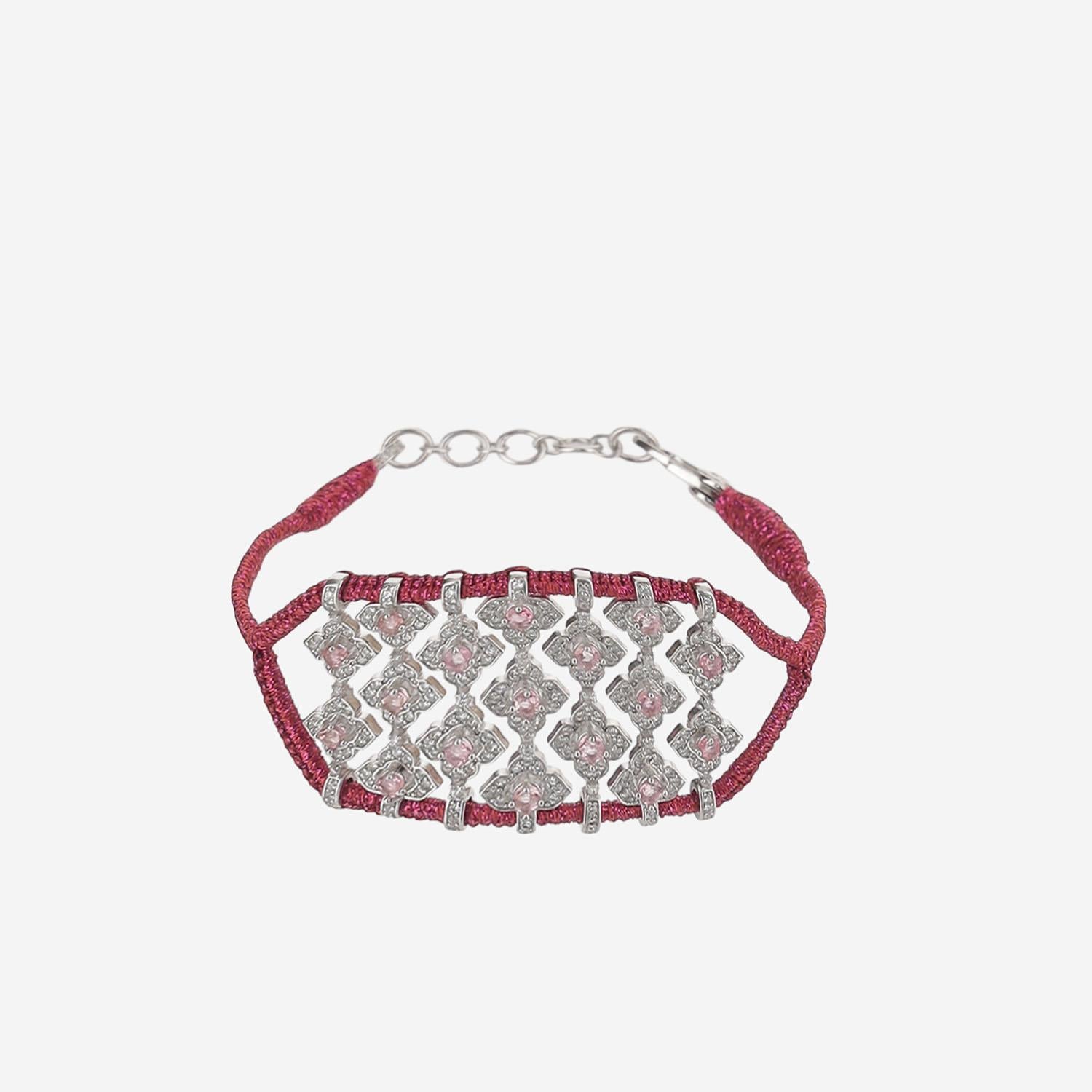 BRACCIALE ARGENTO CON DETTAGLIO GEOMETRICO BRASILIATOURMALINE CHERRY SILVIA BINI GIOIELLI 