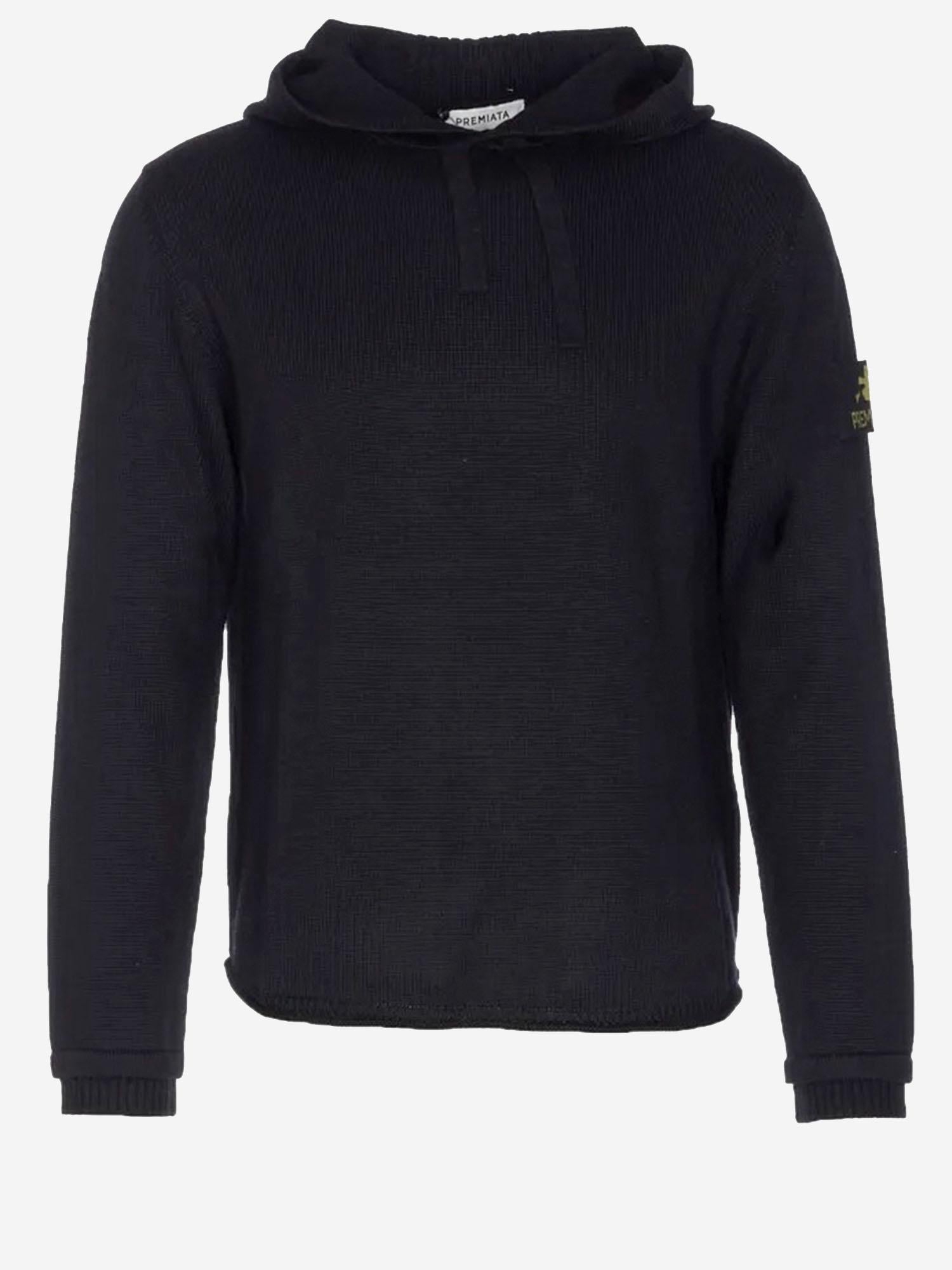 MAGLIONE CON CAPPUCCIO IN LANA MERINO PMG23 BLACK PREMIATA 